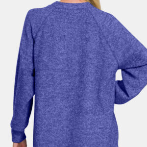 Maxct &Zenana Full Size Brushed Melange Hacci High-Low Sweater