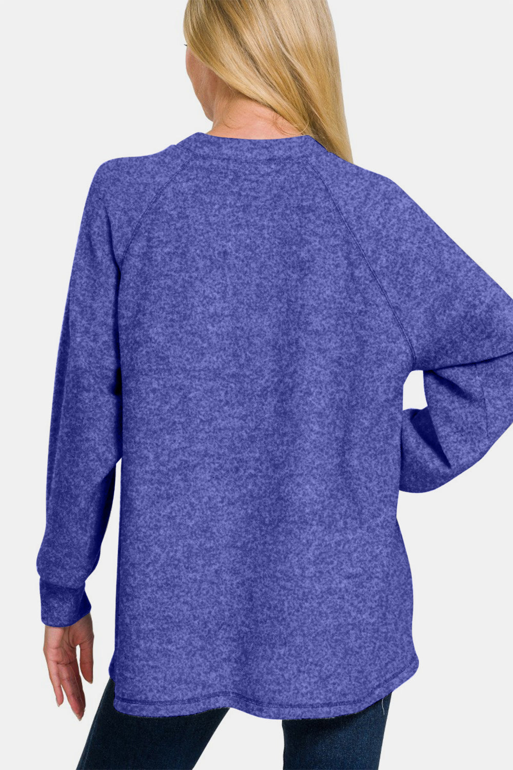 Maxct &Zenana Full Size Brushed Melange Hacci High-Low Sweater