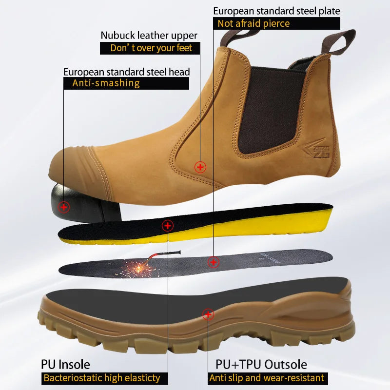 Genuine Leather Work Safety Chelsea Boots for Men Maxct