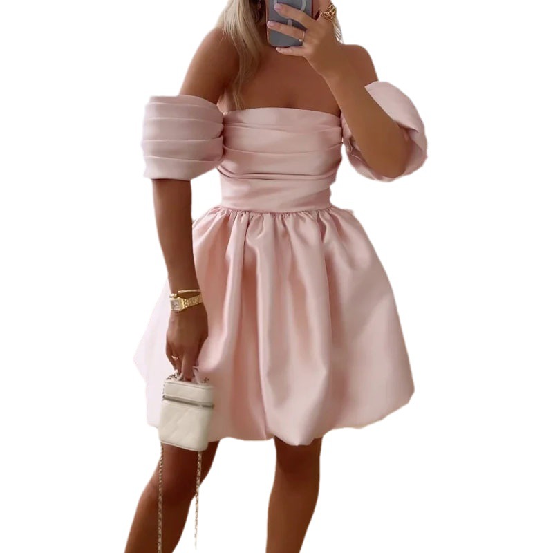 Maxct dress to impress codes Summer New Flying Sleeve Tube Top Fashion Sexy Pleated Dress Women