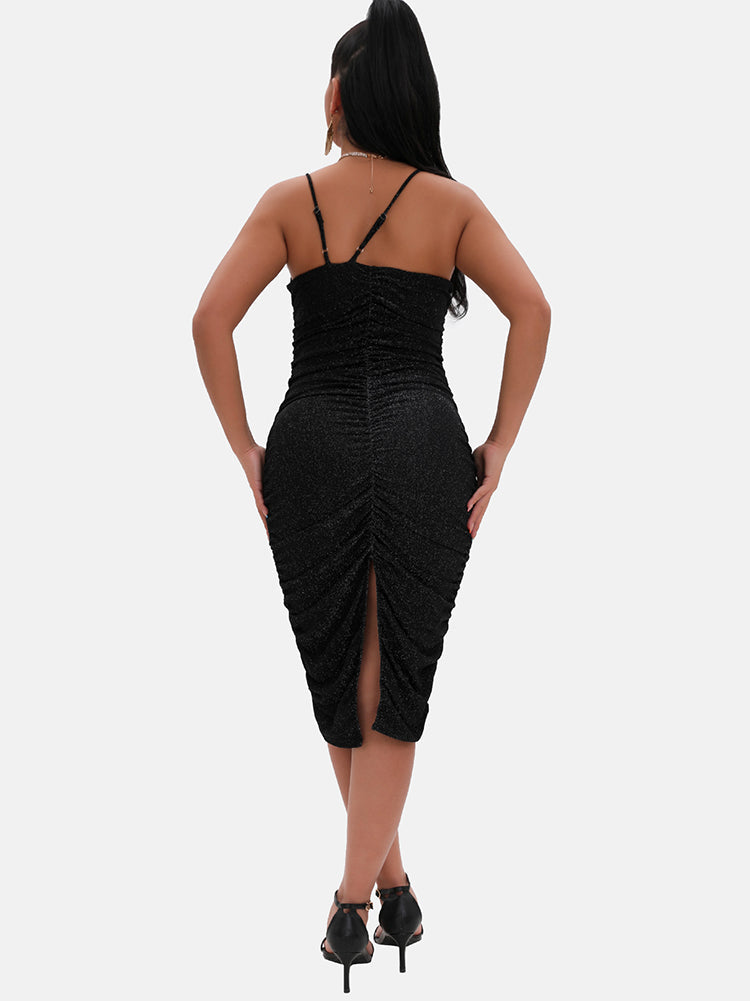 Spaghetti Strap Split Midi Dress Maxct