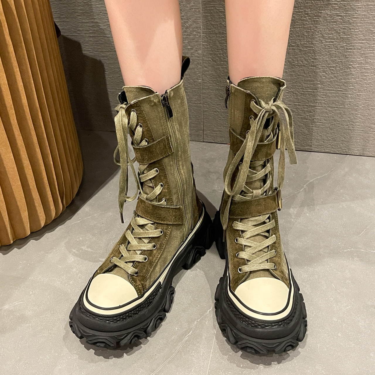 European Trendy Canvas Thick-Soled Women's Boots - true deals club