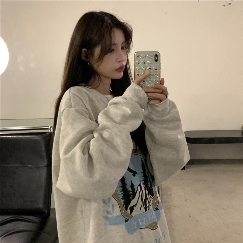 Maxct Vintage Mountains Graphic Oversized Sweatshirt