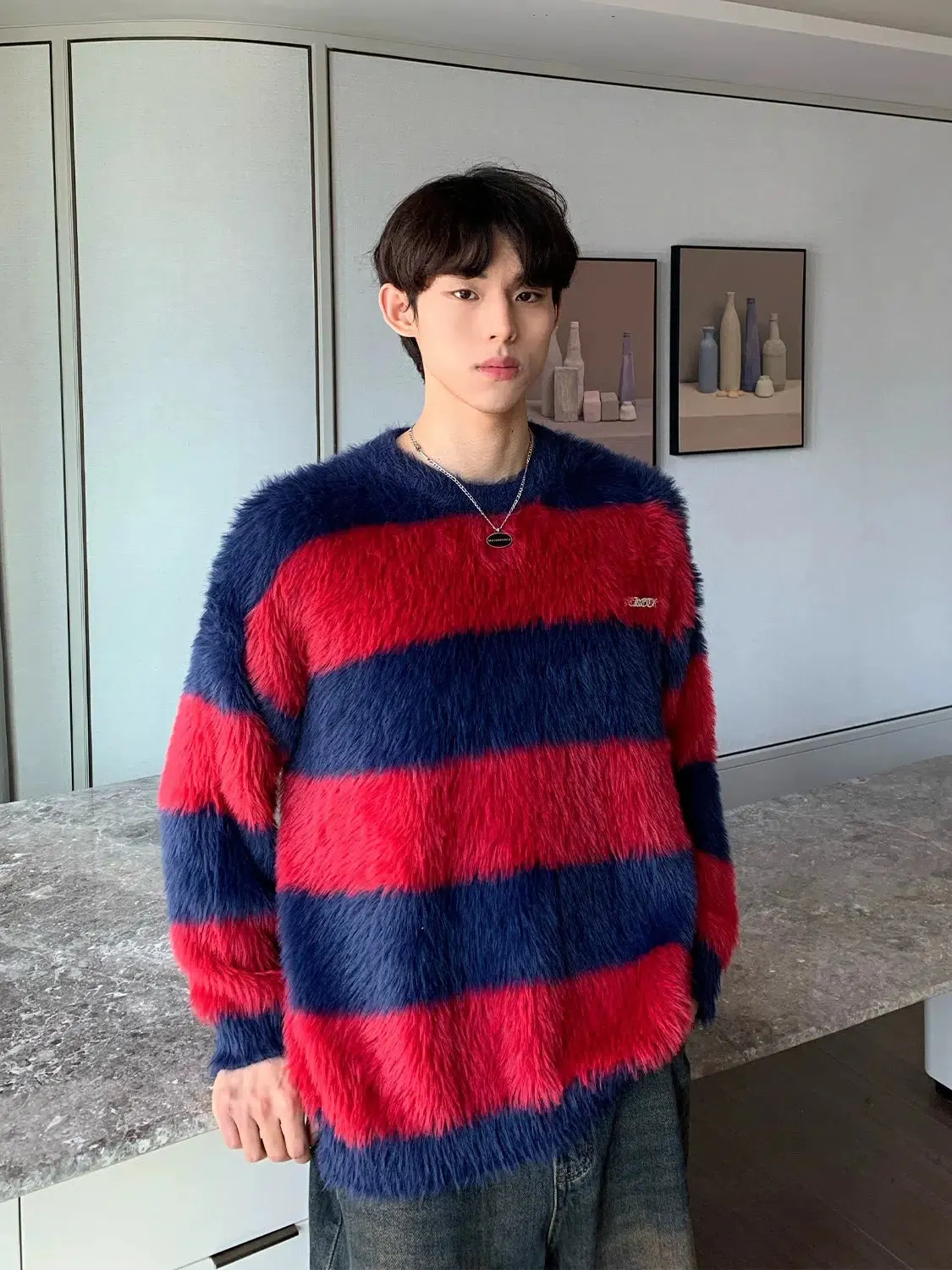 Maxct Striped Contrast Color Sweater