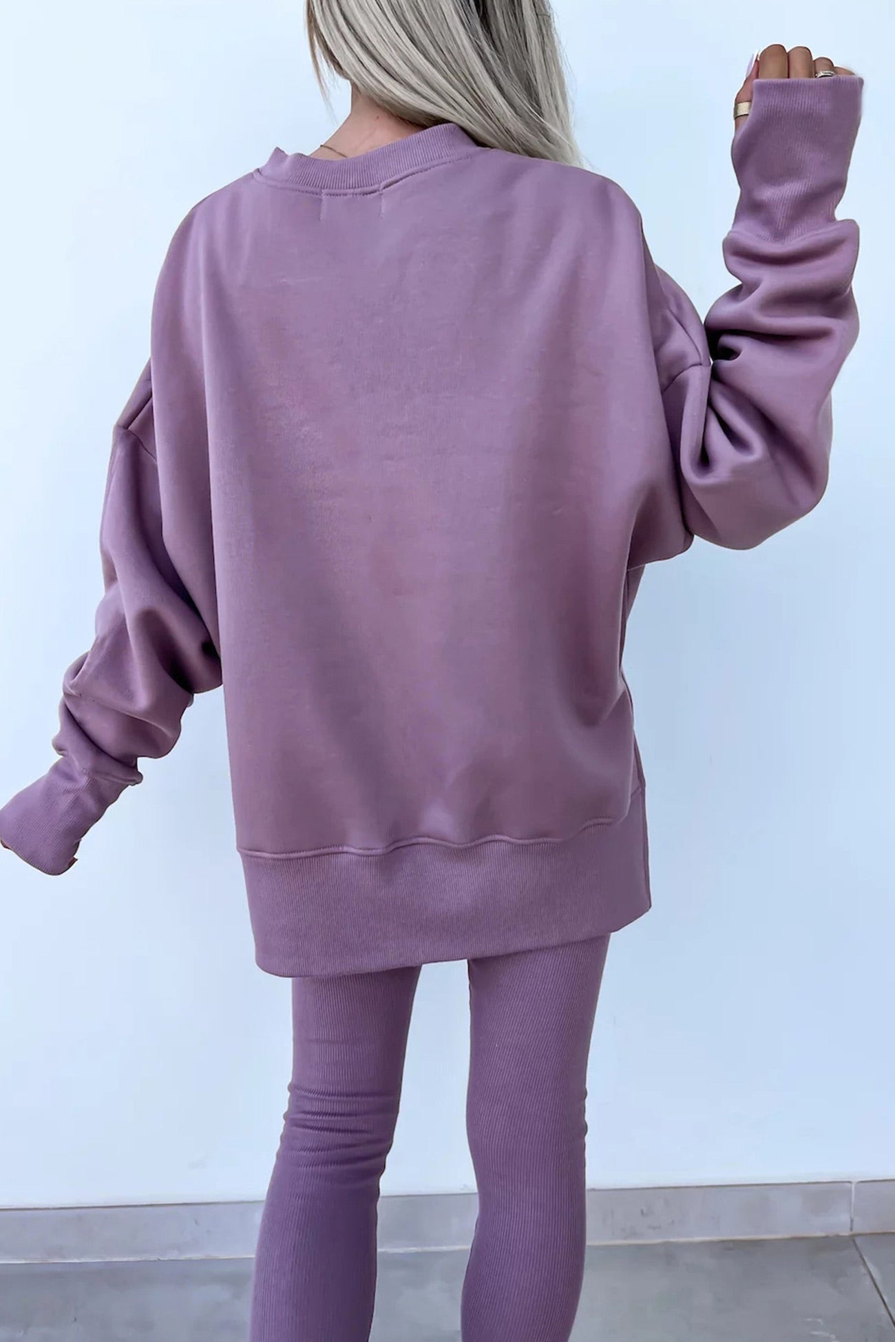 Maxct Crew Neck Slit Sweatshirt Legging Suits