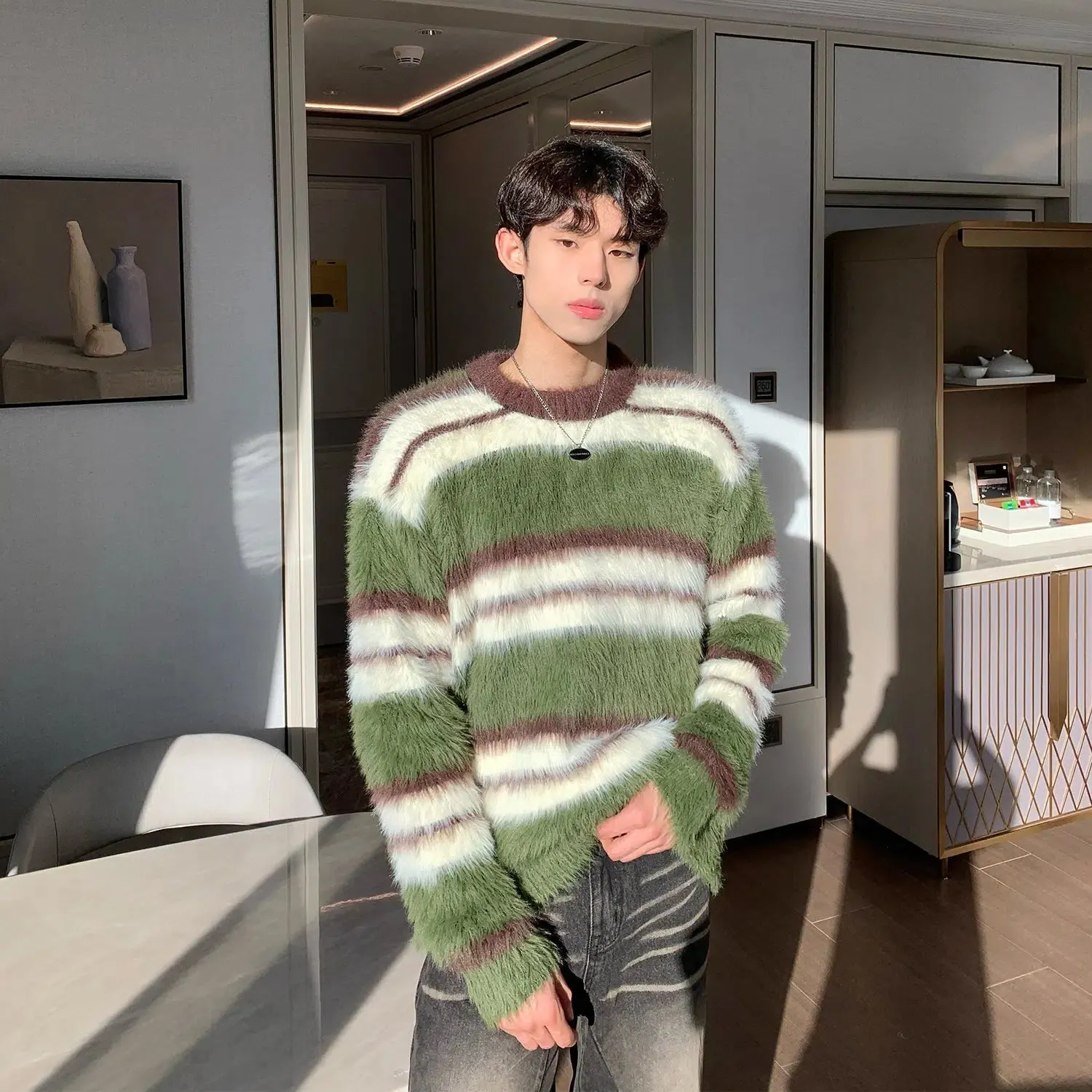 Maxct Contrast Color Striped Sweater