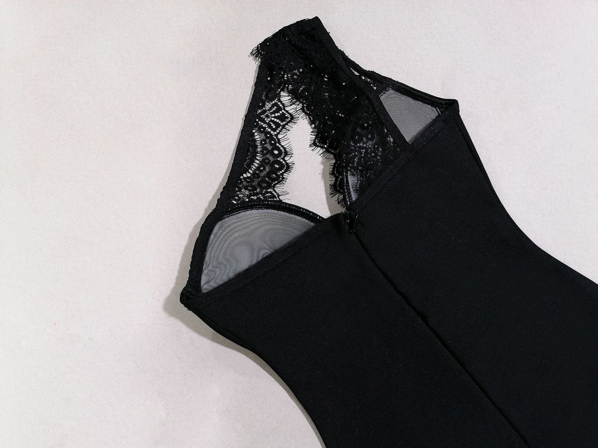 Maxct Export Women's Gothic Style American Hot Girl Black Lace Stitching Bandage Dress Spring Women's High-end Feeling