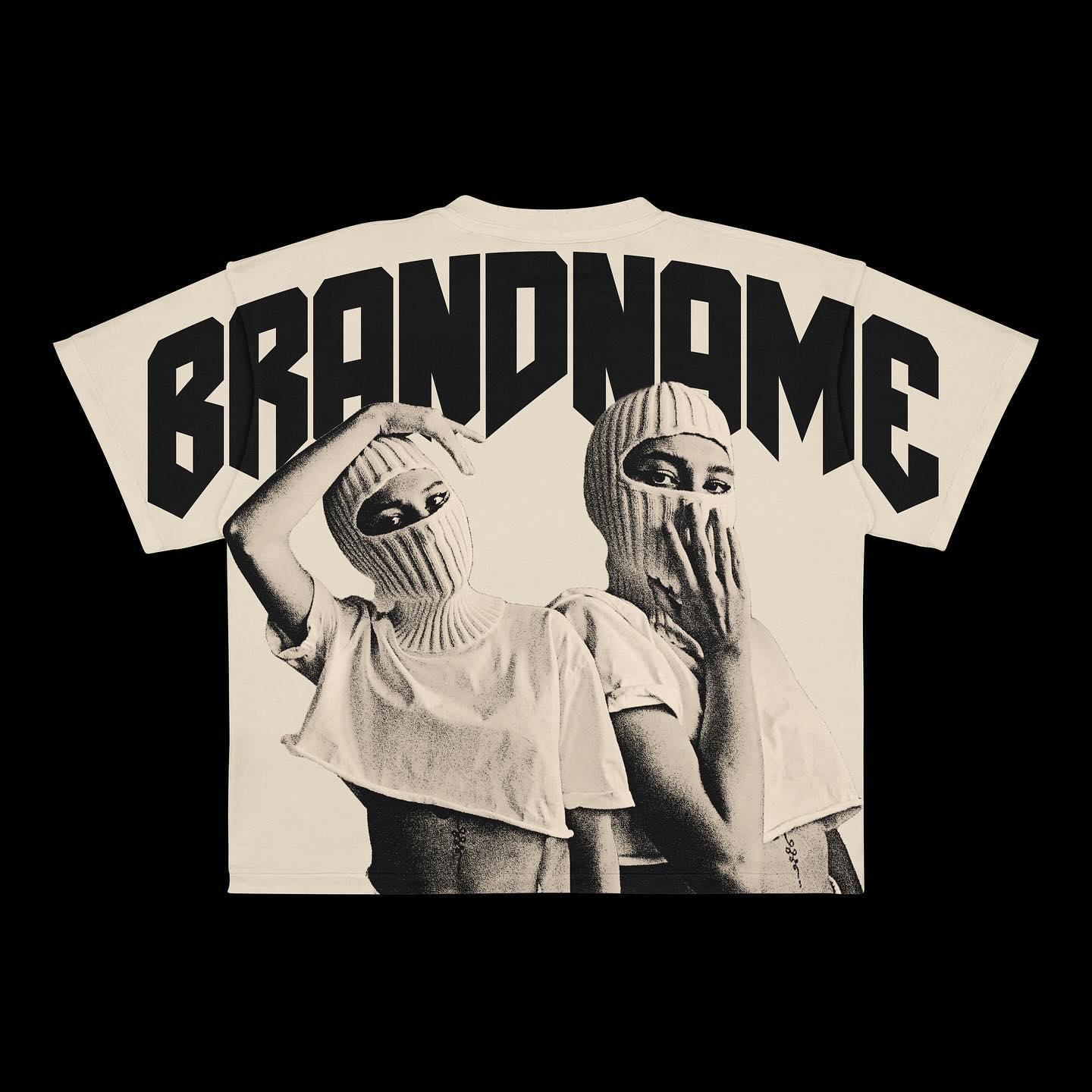 New European and American trendy Gothic print oversized T-shirt men's high street Harajuku hip-hop short-sleeved loose T-shirt