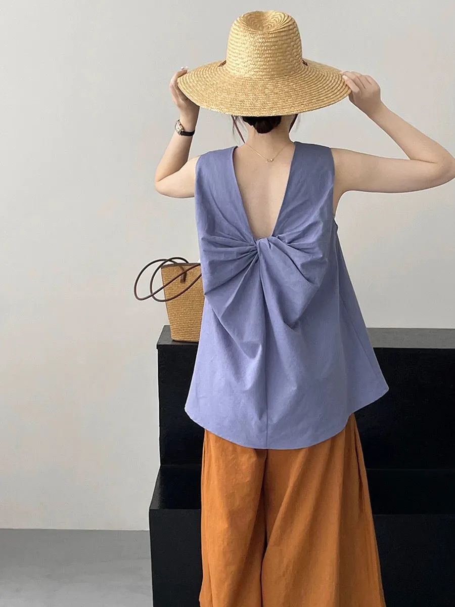 Maxct Knotted Back Loose Sleeveless Blouses