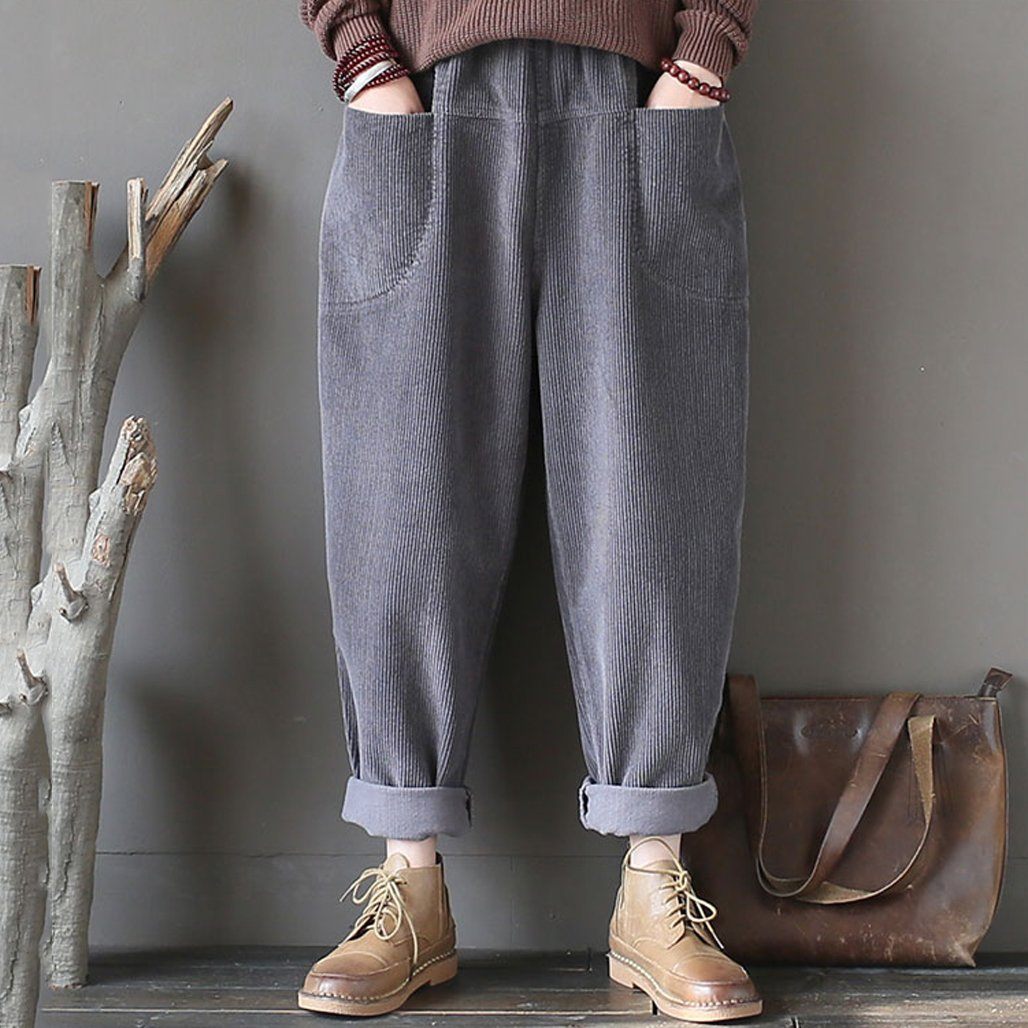 Maxct Cotton Corduroy Radish Pants Women Casual Harlan Pants