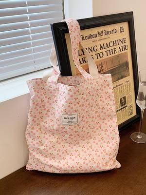 Letter Graphic Shopper Bag with Bag Charm - Women Tote Bags