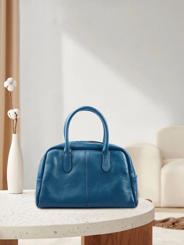 Maxct Women's Shoulder Bag Fashion First Layer Leather Bowling Bag Luxury Messenger Bag