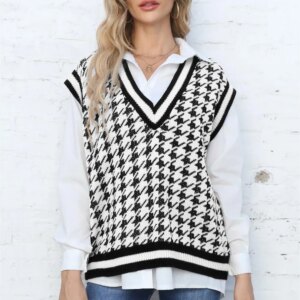 Ribbed V-Neck Sleeveless Sweater