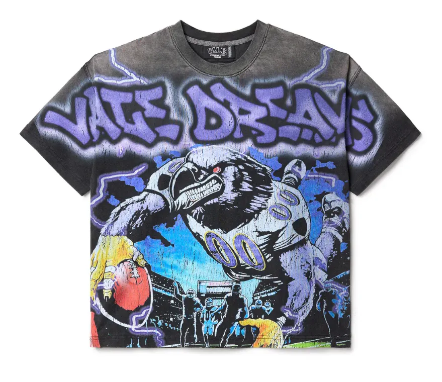 Maxct American Street Hip Hop Printed T-shirt High Street Retro Washed Loose Harajuku Fashion Street Trend Casual Couple Y2K Top