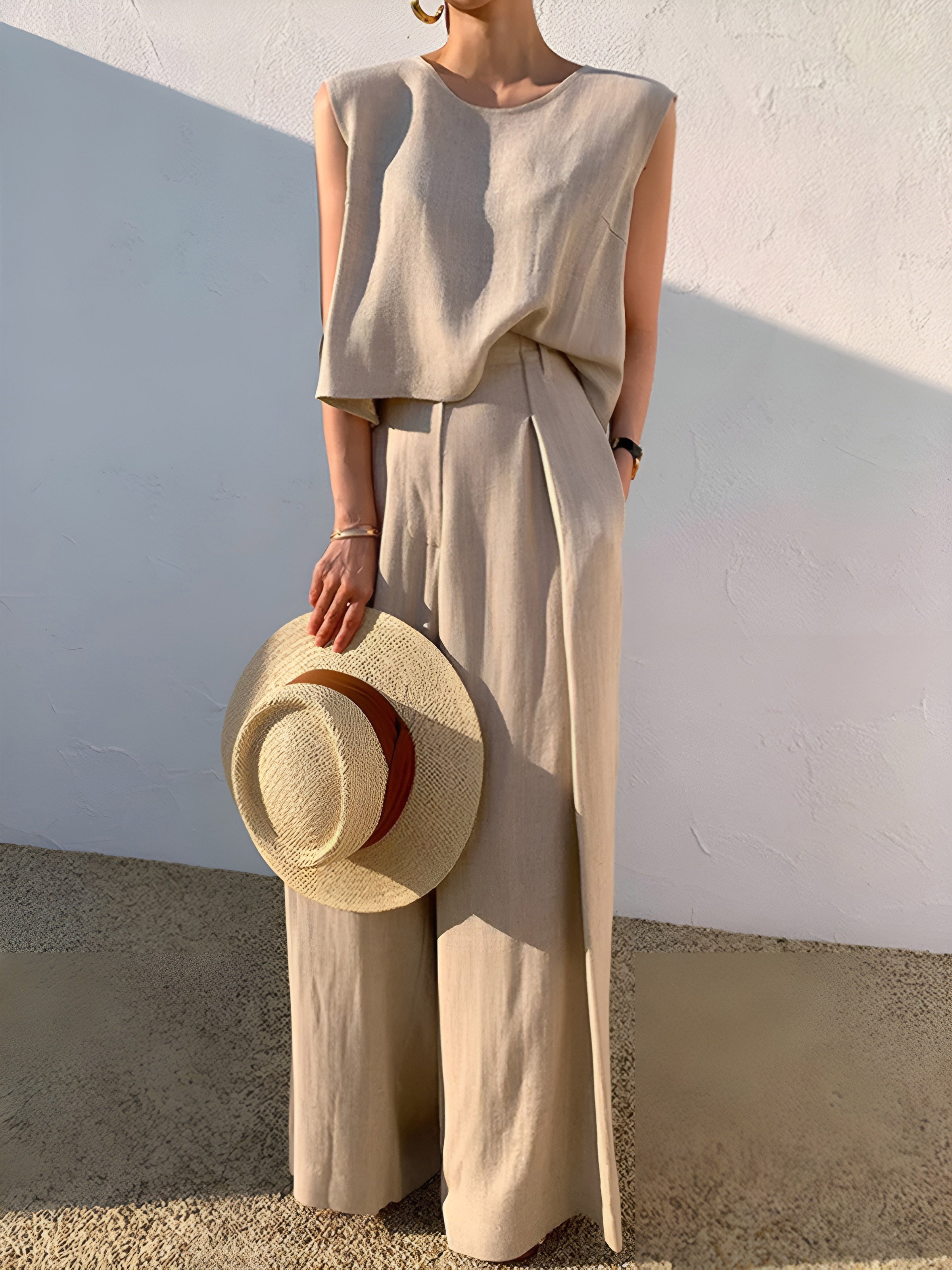 Maxct Linen Blends Casual Pants Set