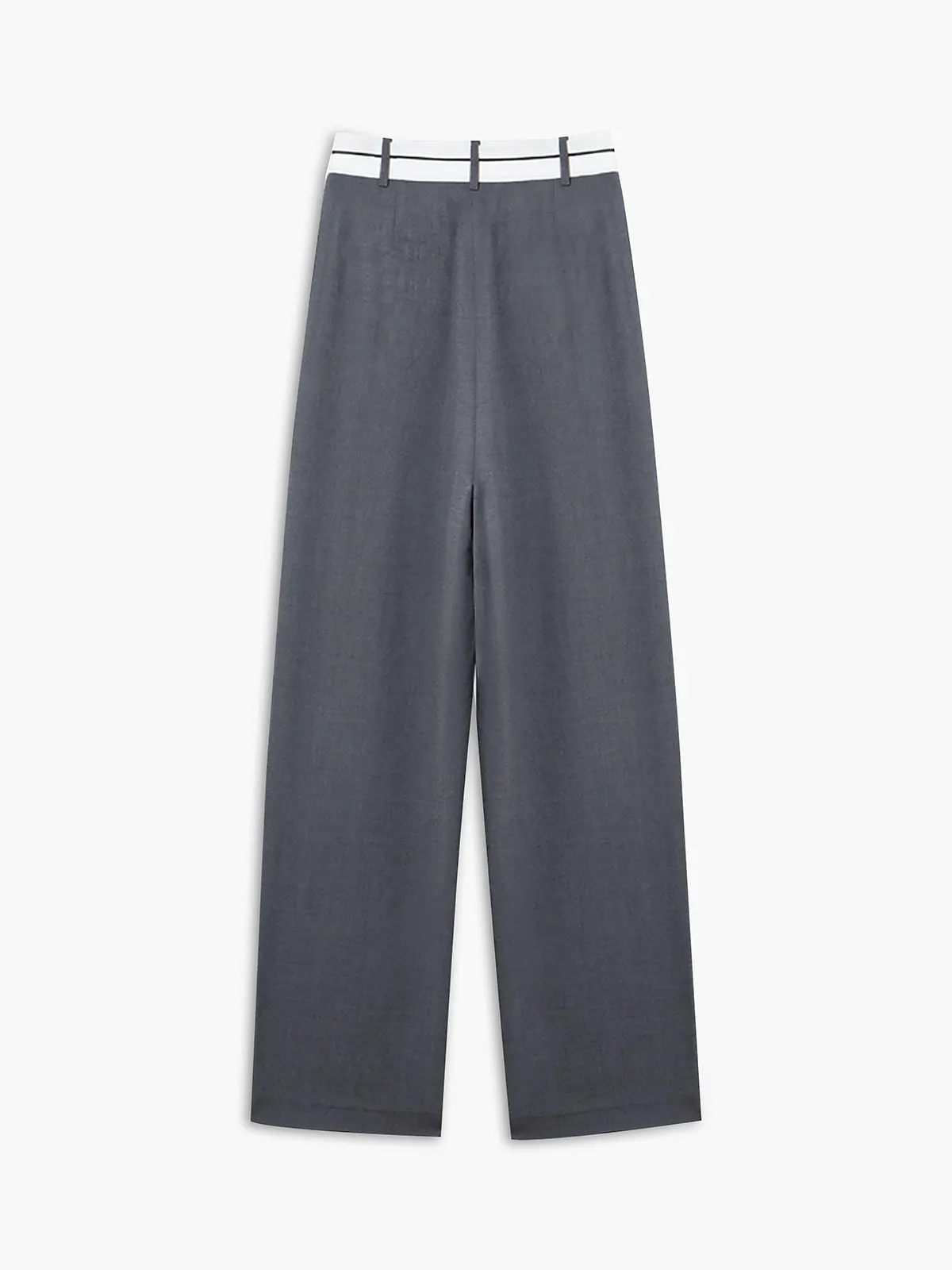 Maxct Asymmetrical Contrast Waistband Wide Leg Dress Pants