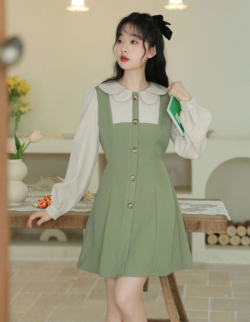 Scallop Collar Twofer Mini Dress Maxct