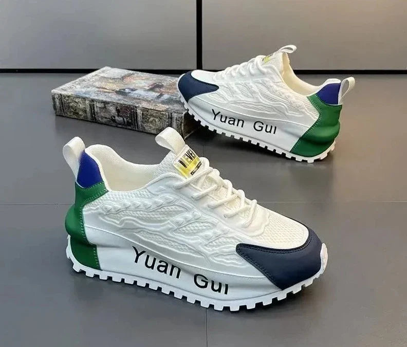 Men's Yuan Gui Platform Trainers Fusion of Leather & Mesh Shoes Maxct