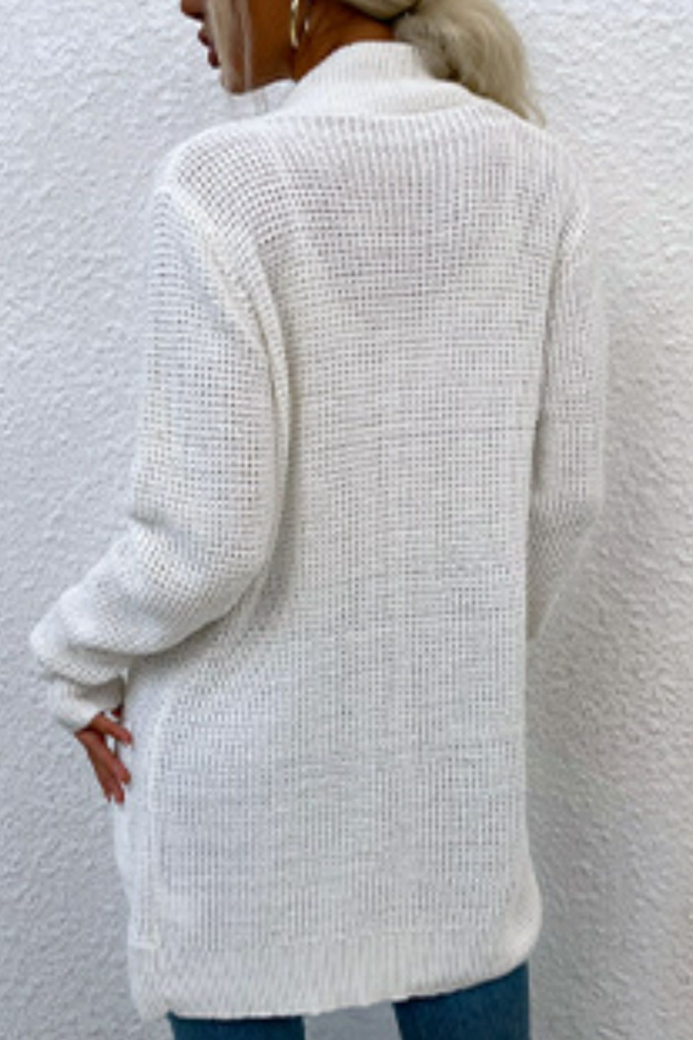Maxct &Open Front Rib-Knit Cardigan with Pockets