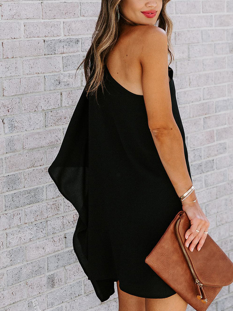 One Shoulder Batwing Sleeve Mini Dress Maxct