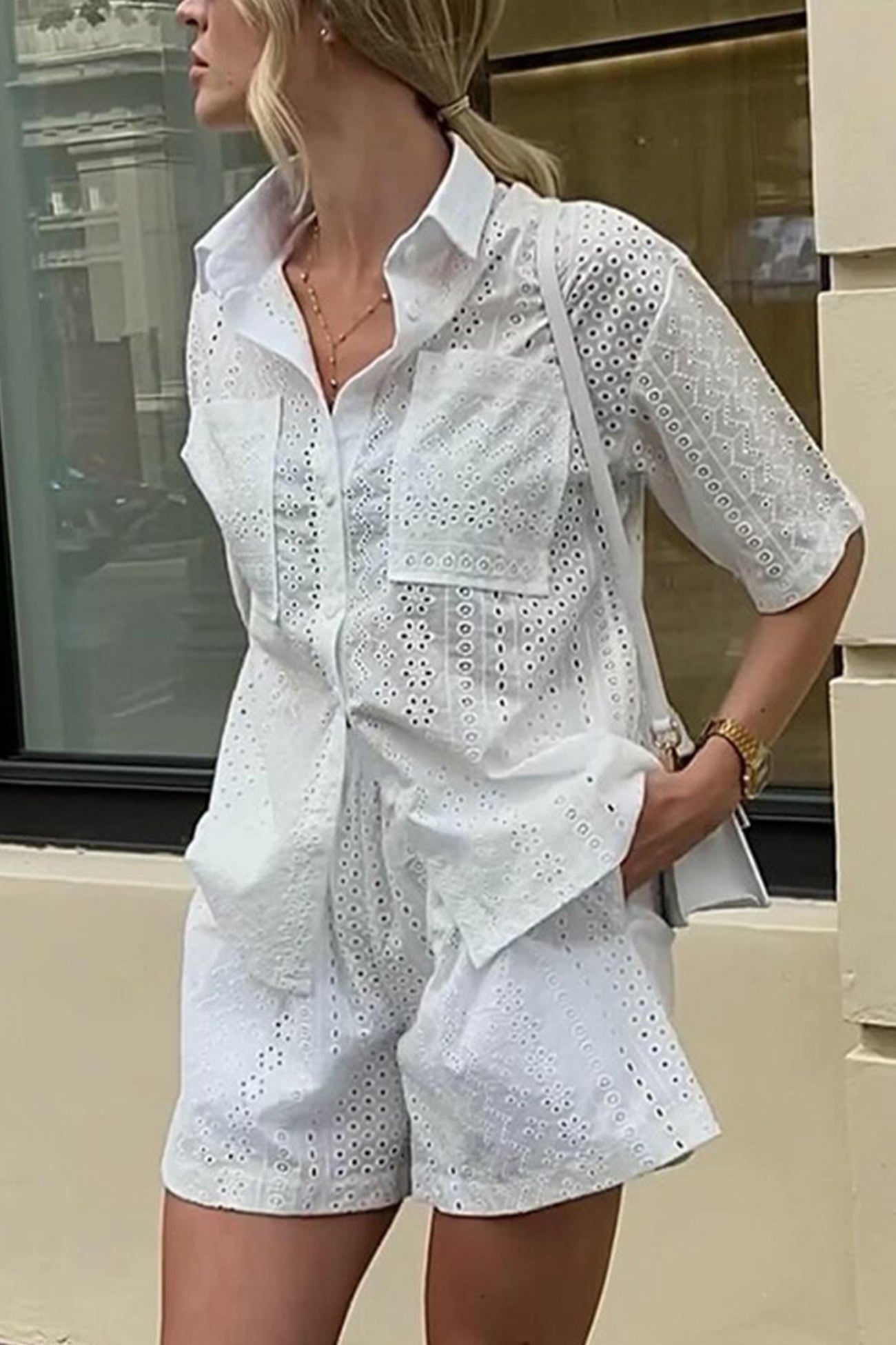 Maxct Jacquard Hollow Out Shirt Suits