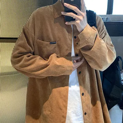 Corduroy Long-Sleeved Retro Shirt Maxct