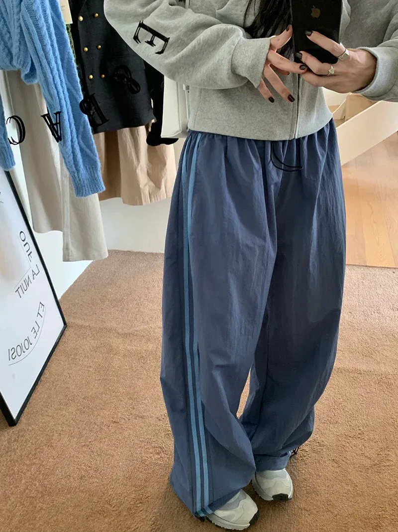 Maxct Grey Cropped Hoodies Zip Up Long Sleeve Sweatshirt Cardigan Oversized Autumn Fashion Wide Leg Track Pants Two Piece Sets