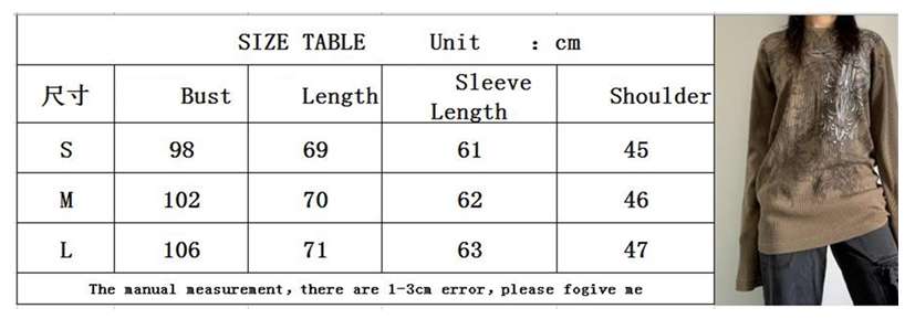 Mall Goth 2000s Retro Pullovers Tops Vintage Graphics Y2K Loose T Shirt Chic Aesthetic Autumn Long Sleeve Tees Grunge Streetwear