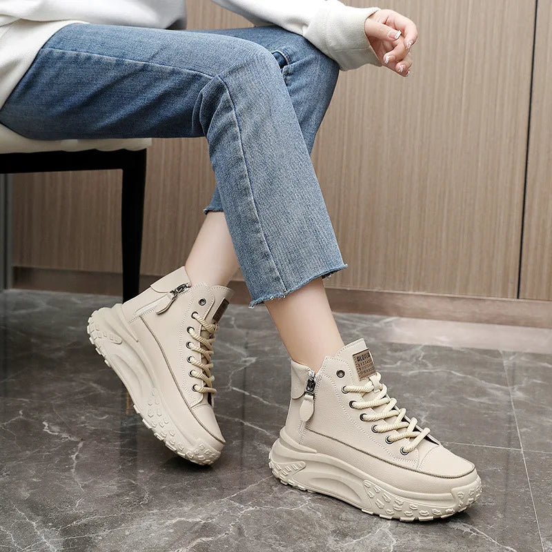 Comfort Elevated Luxury Fashion High-Top Platform Sneakers for Women Maxct