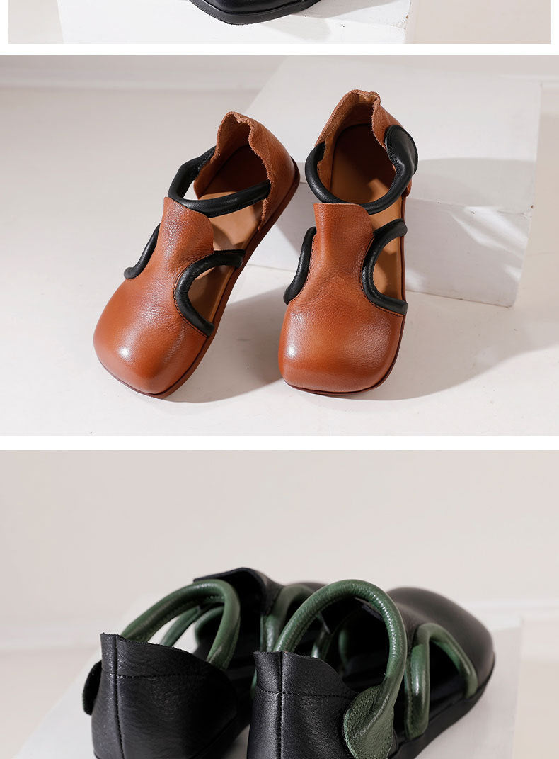 Vintage Niche Leather Flat Sandals Maxct