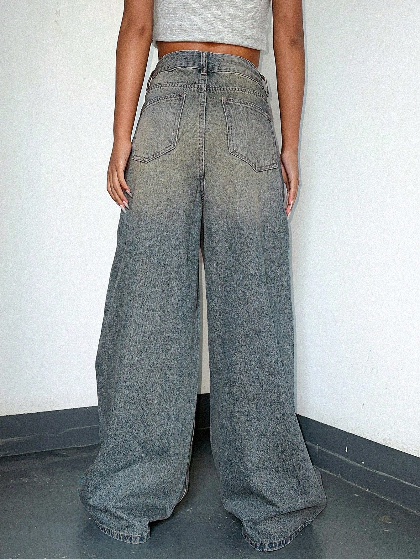 Maxct Women's Drawstring Waist Loose Fit Denim Pants