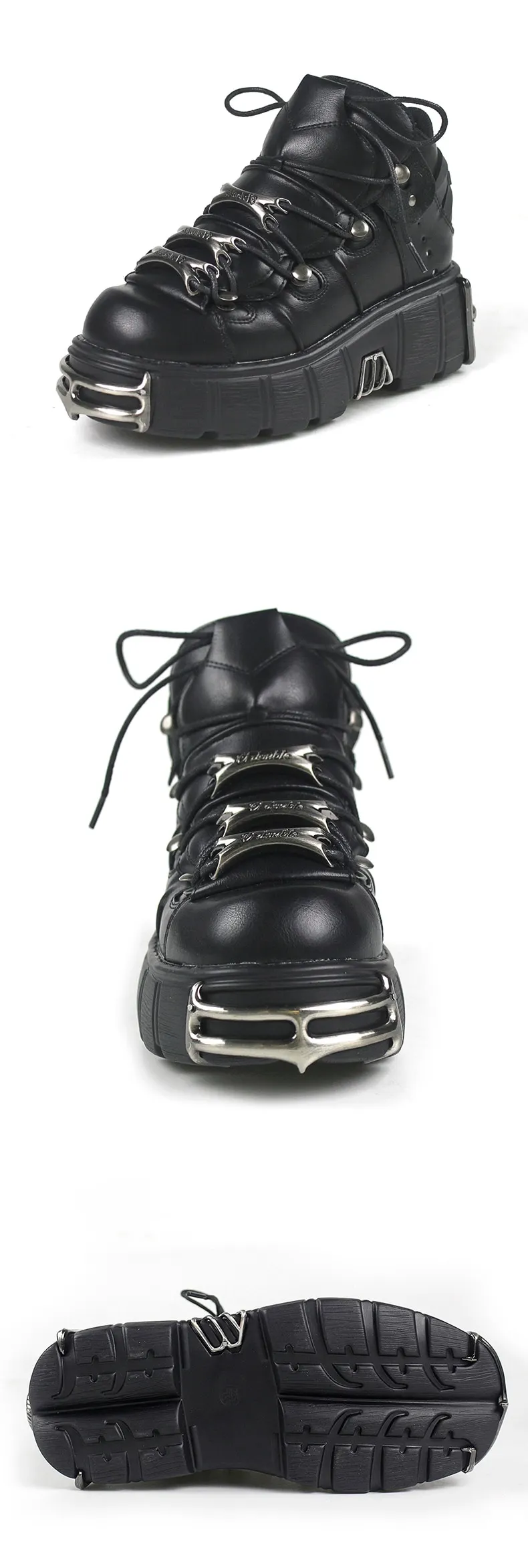 Punk Style Women's 6CM Heel Platform Goth Metal Decor Sneakers - true deals club