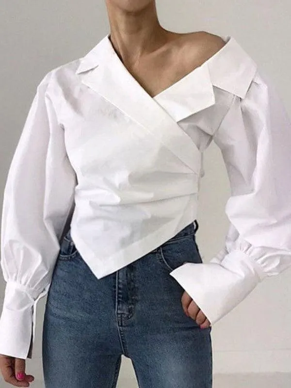 Maxct Irregular Off-the-shoulder Shirt Blouses