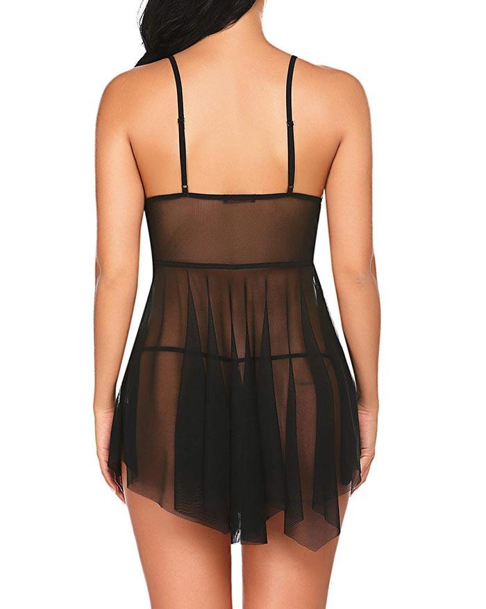 V-Neckline Lace Pajama Dress Maxct