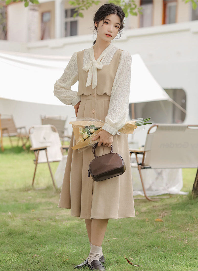 Scallop Button Up Twofer Dress Maxct