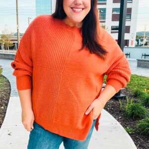 Maxct &Autumn Vibes Pumpkin Asymmetrical Knit Sweater