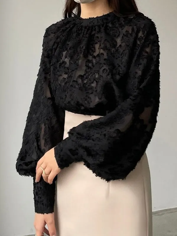 Maxct Flower Embroidered Long-Sleeved Shirt