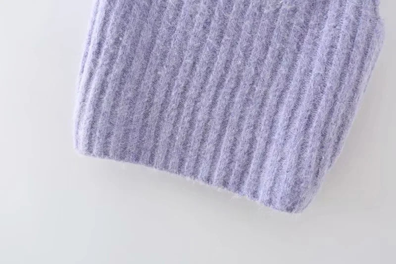 Maxct Knitted Purple Sling V-neck Cardigan