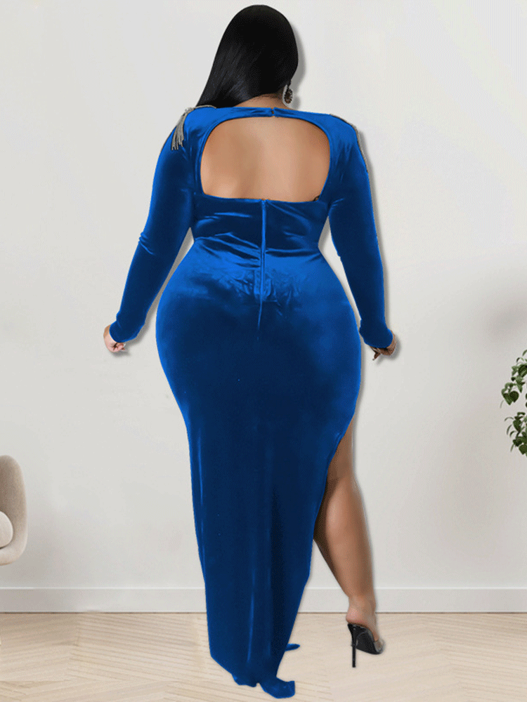 Velvet Slit Midi Dress Maxct