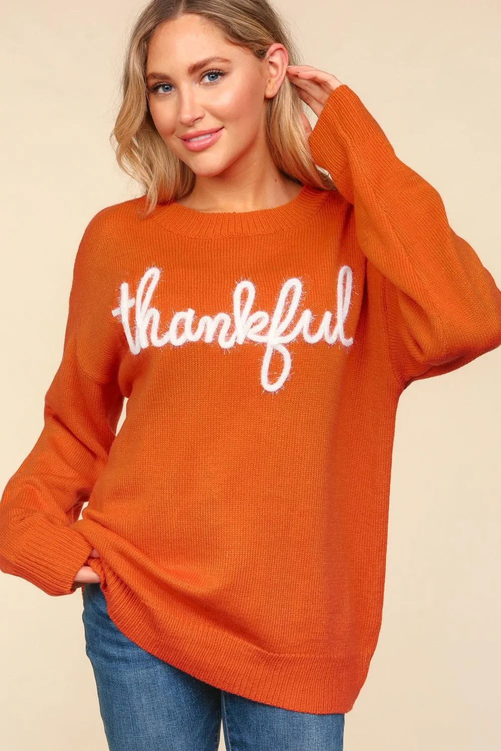 Maxct &Haptics Full Size Metallic Glitter Embroidery Sweater