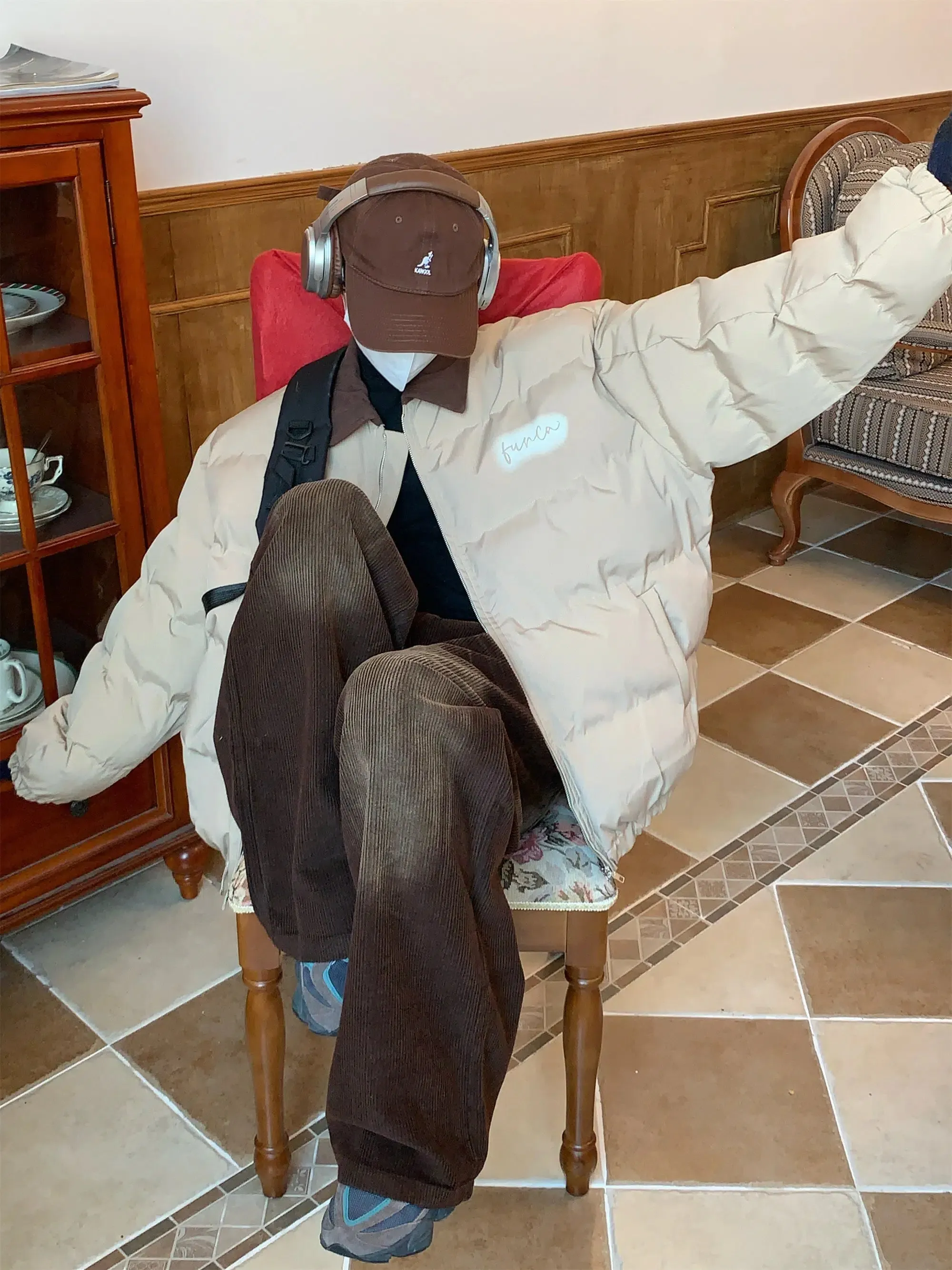 Maxct Corduroy Casual Loose Puffer Jacket