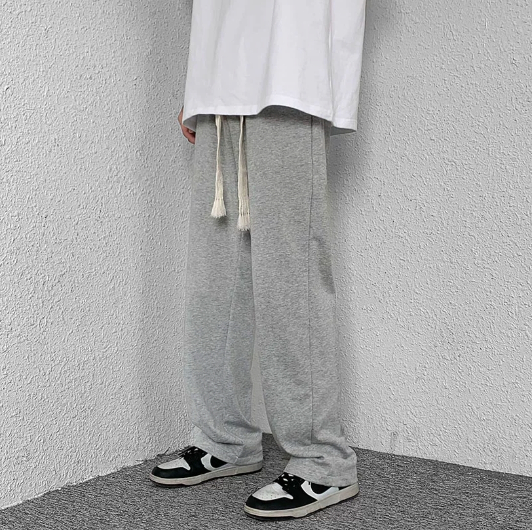 Men's Waist Drawstring Straight Leg Pants, Autumn And Winter Sports Pants For Leisure Activities