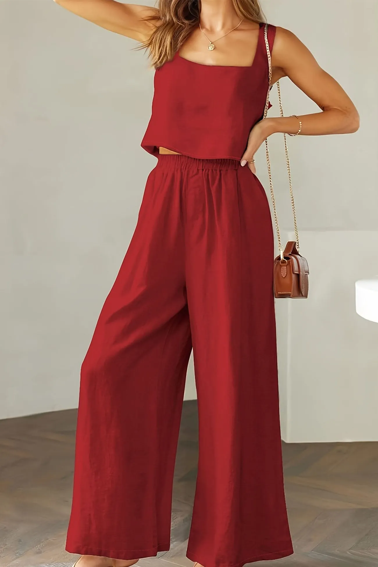 Maxct Square Neck Tank Top Long Pants Set