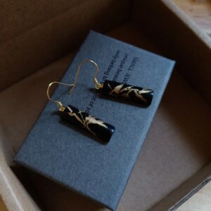 Chinese Lacquer Bamboo Wooden Earrings