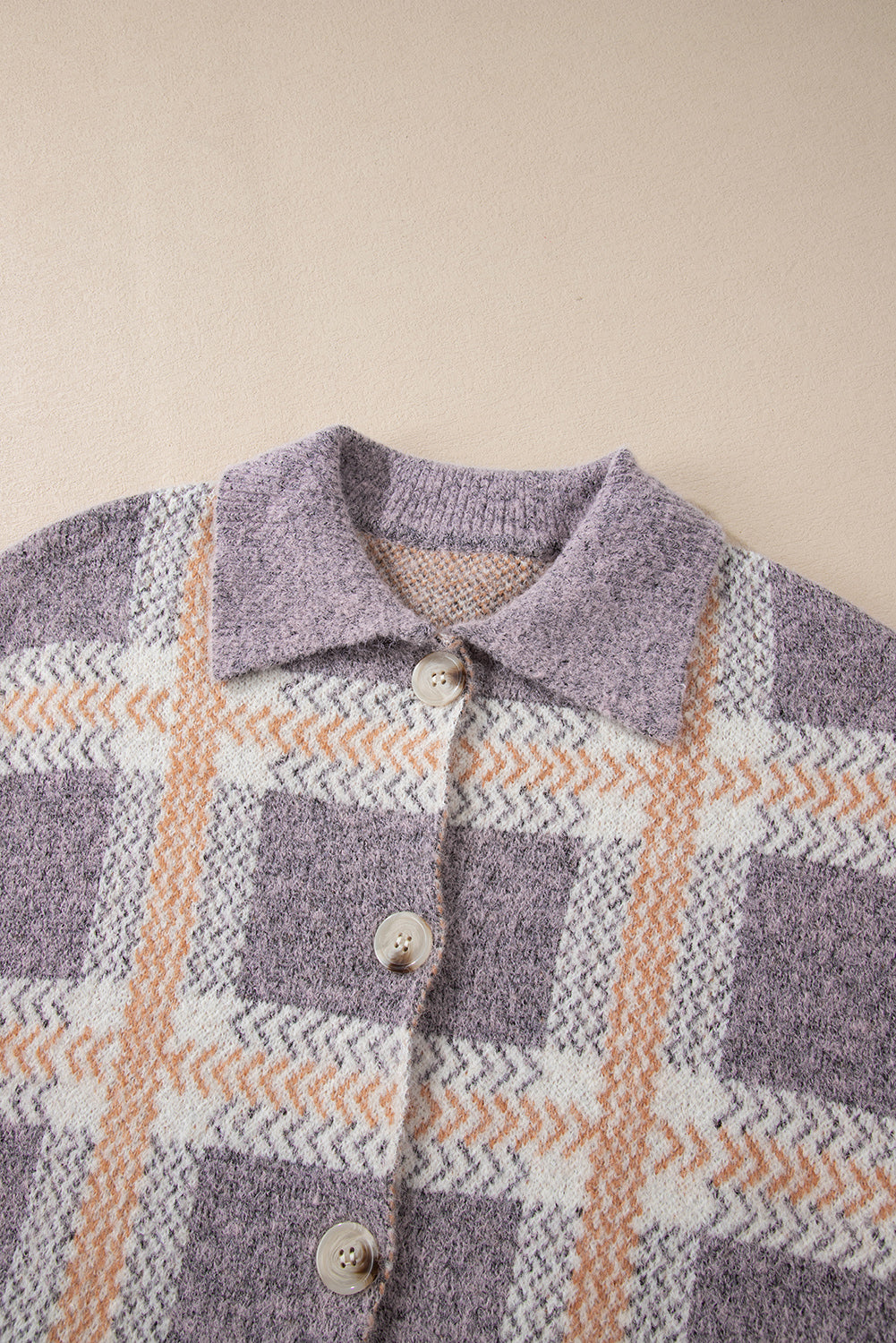 Maxct &Plaid Button Up Collared Neck Cardigan