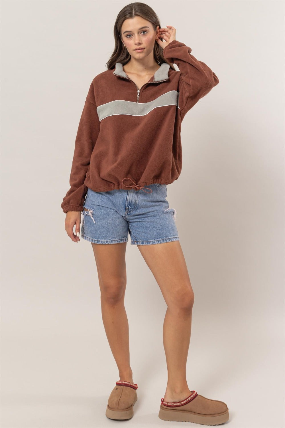 Maxct &HYFVE Fleece Color Block Half Zip Sweatshirt