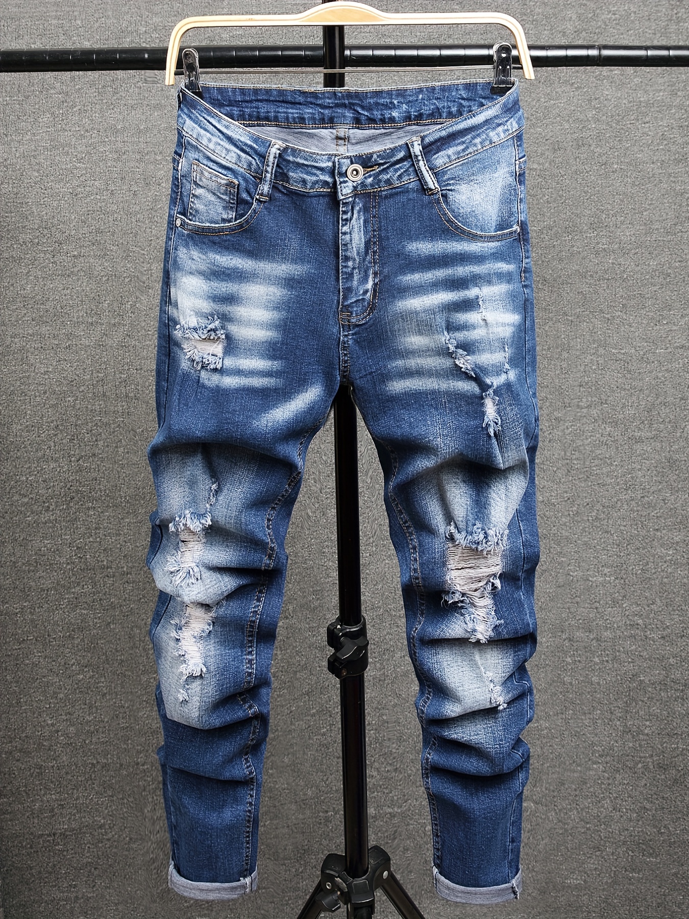 Men's Skinny Fit Ripped Stretch Slim Fit Jeans Pants