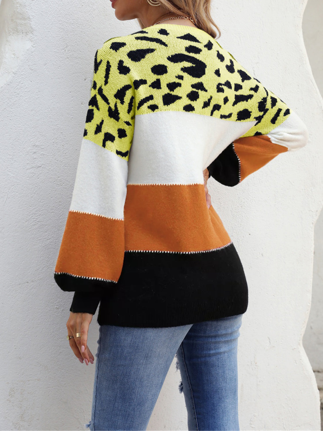 Maxct &Color Block Round Neck Sweater