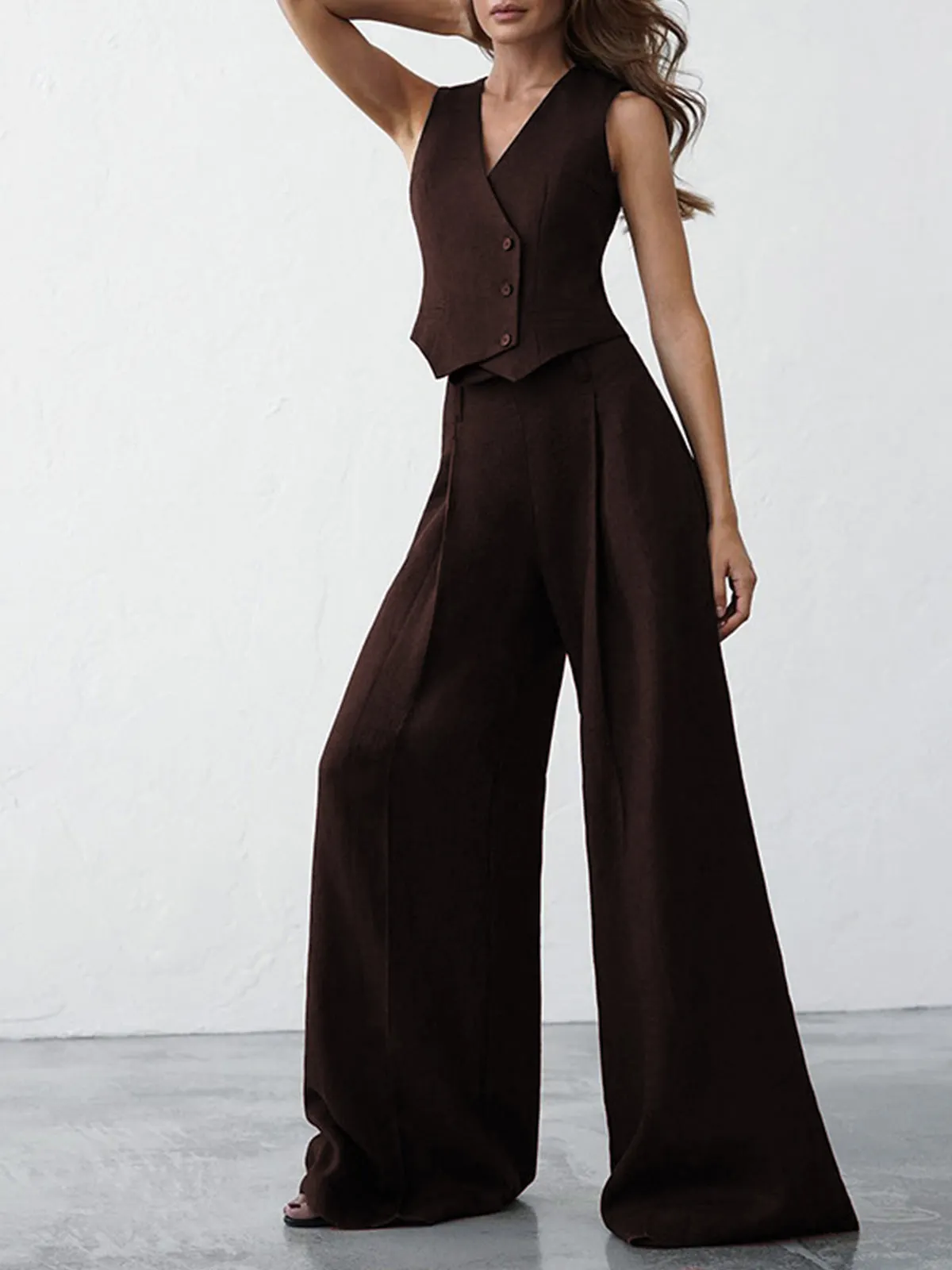 Maxct Minimalist Linen Two Piece Pants Set