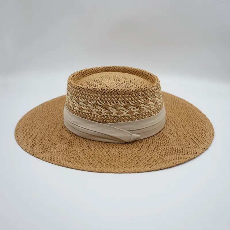 Straw Hat Japanese Style Black Brown Panama Women's Beach Big Brim
